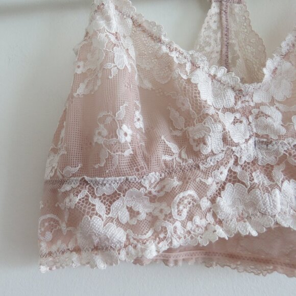INTIMATELY FREE PEOPLE Galloon Nude Lace Bralette Bra Neutral Boho - Size S - Picture 3 of 14